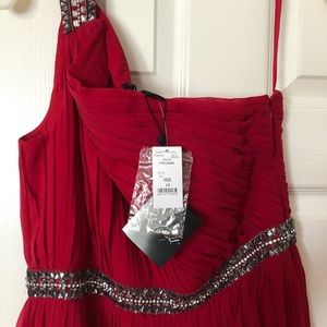 WHBM NEW Red One Strap Gown w/ Stones Size 10